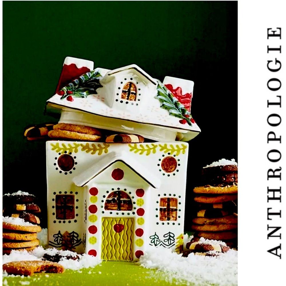 Nathalie Lete for Anthropologie Holiday Village Cookie Jar NEW